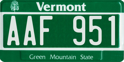 VT license plate AAF951