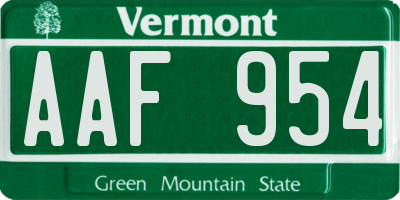 VT license plate AAF954