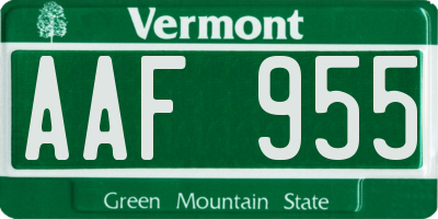 VT license plate AAF955