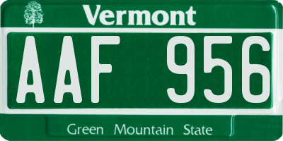 VT license plate AAF956