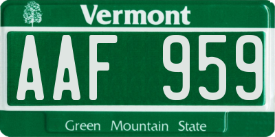 VT license plate AAF959