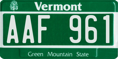 VT license plate AAF961