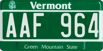 VT license plate AAF964