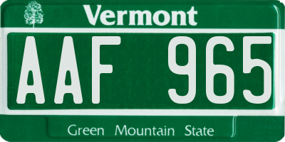 VT license plate AAF965