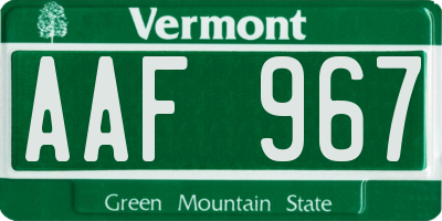 VT license plate AAF967