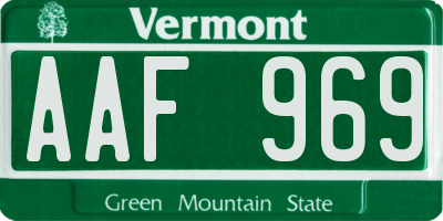 VT license plate AAF969