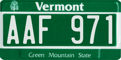 VT license plate AAF971