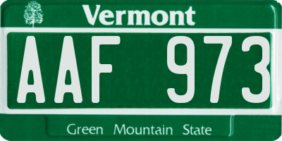 VT license plate AAF973