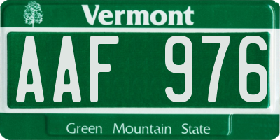 VT license plate AAF976