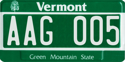 VT license plate AAG005