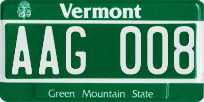 VT license plate AAG008