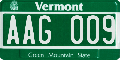 VT license plate AAG009