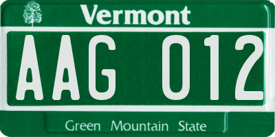 VT license plate AAG012