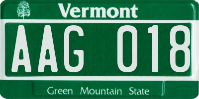 VT license plate AAG018