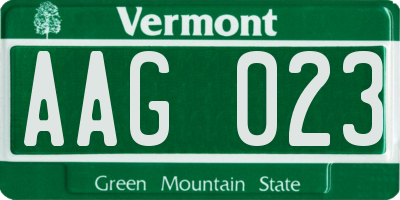 VT license plate AAG023