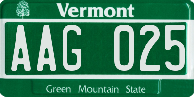 VT license plate AAG025