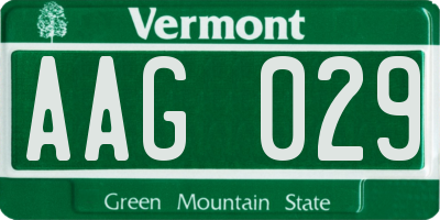 VT license plate AAG029