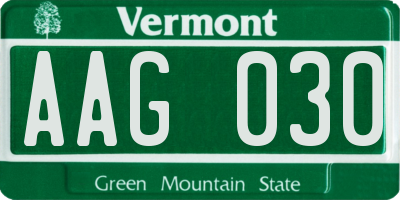 VT license plate AAG030