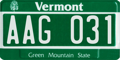 VT license plate AAG031