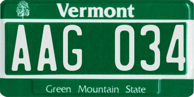 VT license plate AAG034