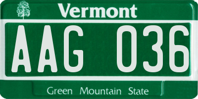 VT license plate AAG036