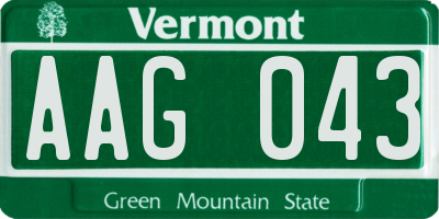 VT license plate AAG043