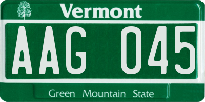 VT license plate AAG045