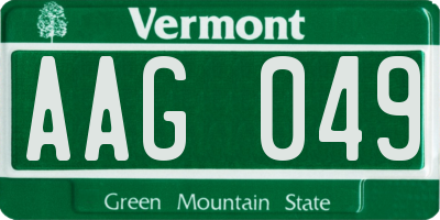 VT license plate AAG049