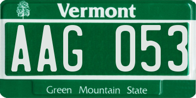 VT license plate AAG053