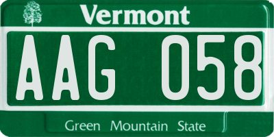 VT license plate AAG058