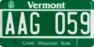 VT license plate AAG059