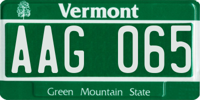 VT license plate AAG065