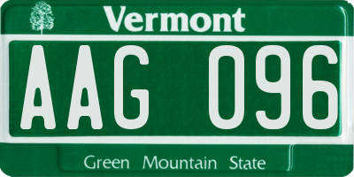 VT license plate AAG096