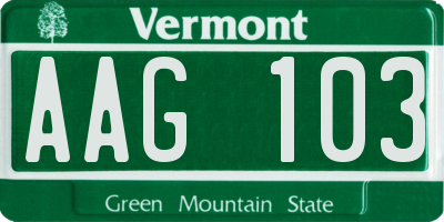 VT license plate AAG103