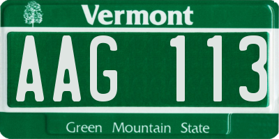 VT license plate AAG113