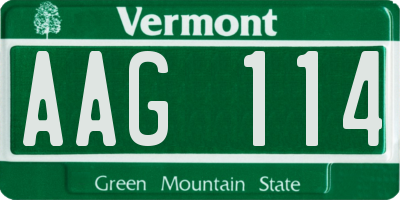 VT license plate AAG114