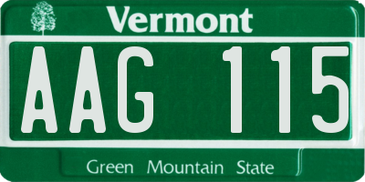 VT license plate AAG115