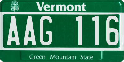 VT license plate AAG116