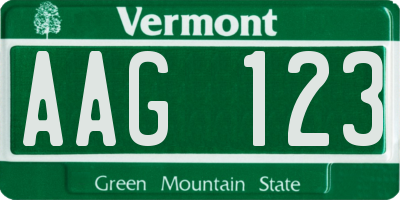 VT license plate AAG123