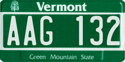 VT license plate AAG132