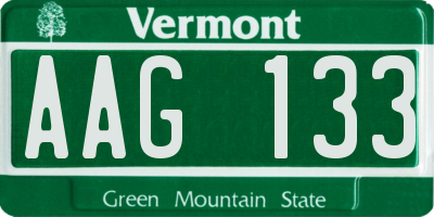 VT license plate AAG133