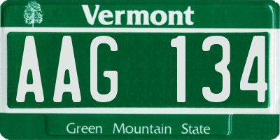 VT license plate AAG134