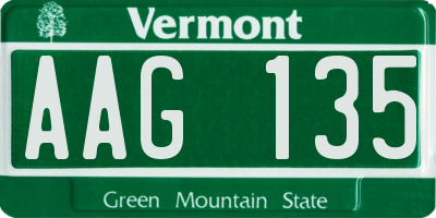 VT license plate AAG135