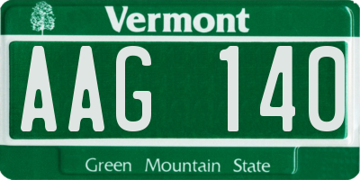 VT license plate AAG140