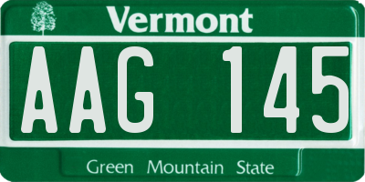 VT license plate AAG145