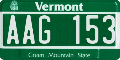 VT license plate AAG153