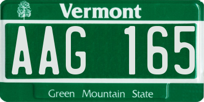 VT license plate AAG165