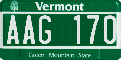 VT license plate AAG170