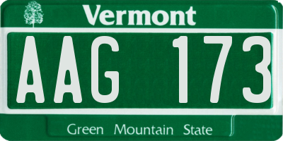 VT license plate AAG173