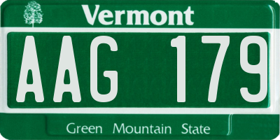 VT license plate AAG179